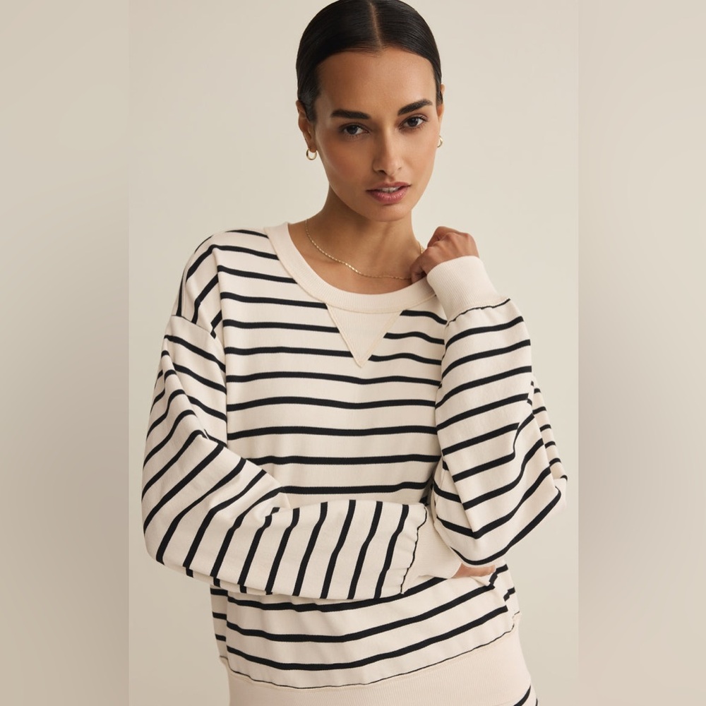Z Supply Standout Striped Modal Sweatshirt size S